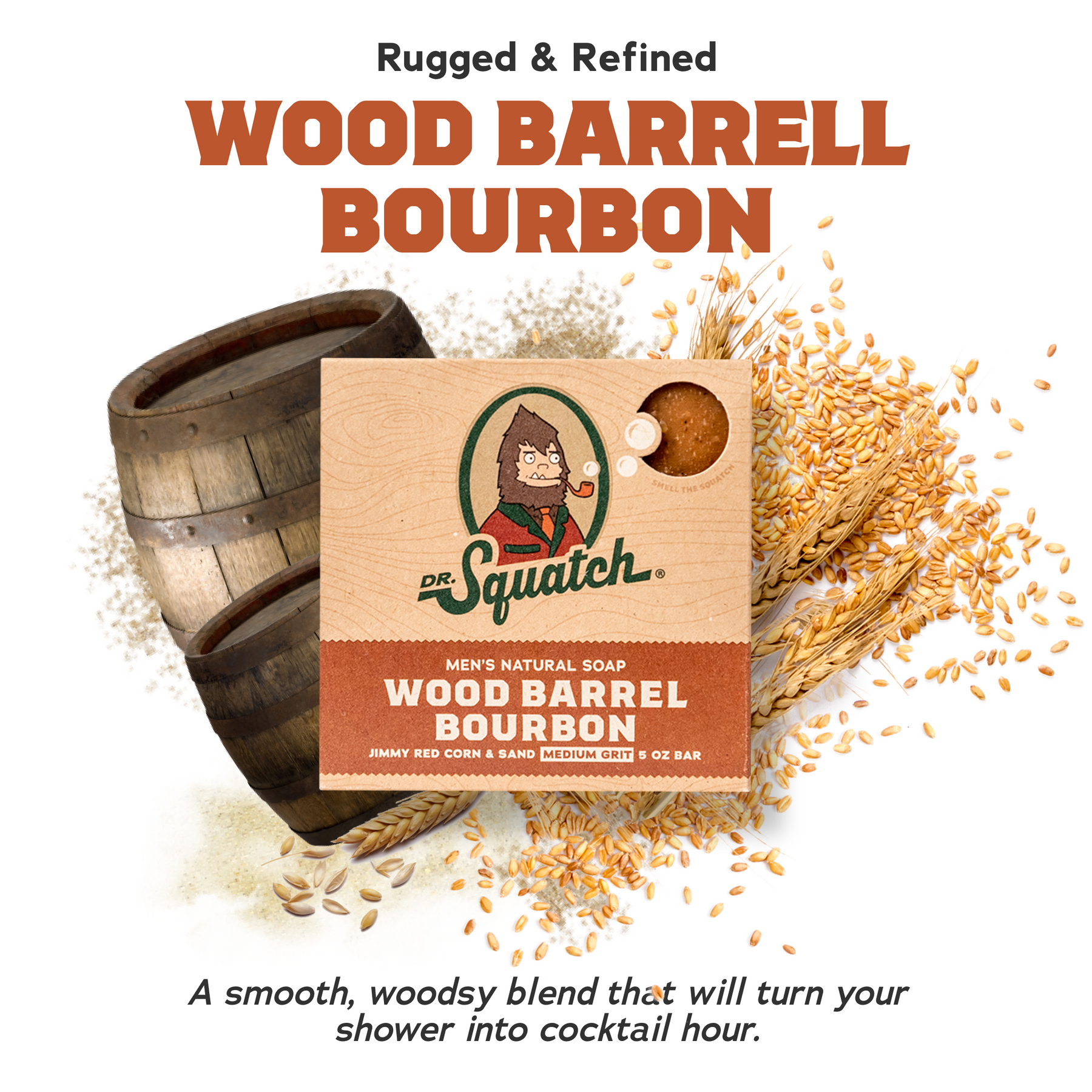 4-Pack Wood Barrel Bourbon Natural Bar Soap E3