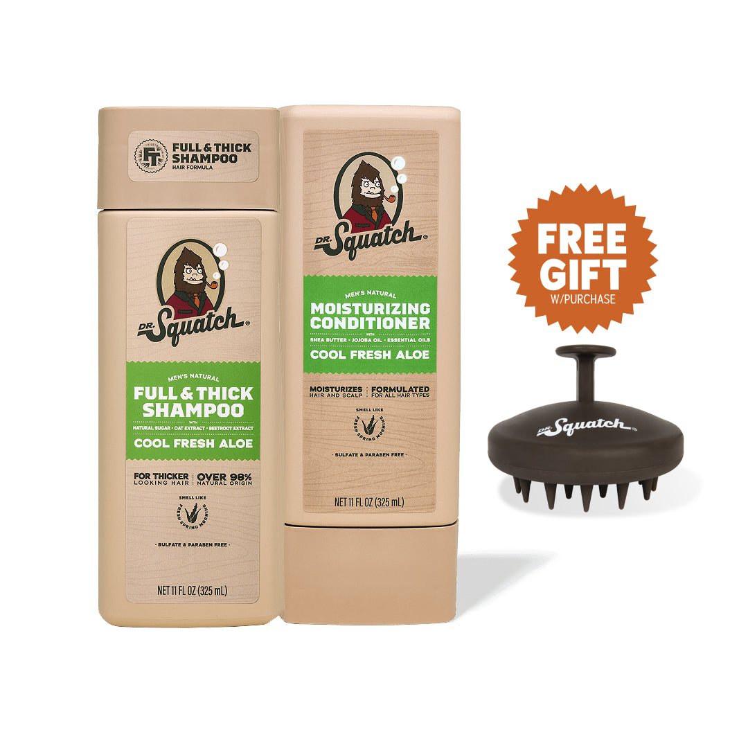 Hair Care Kit + Free Scalp Scrubber | Full & Thick Shampoo | Moisturizing Conditioner | Natural Products for Men U8