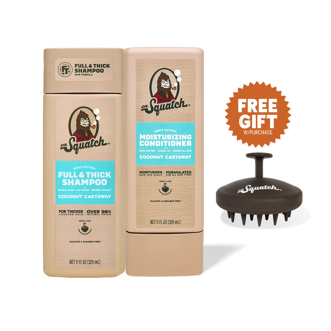 Hair Care Kit + Free Scalp Scrubber | Full & Thick Shampoo | Moisturizing Conditioner | Natural Products for Men U8