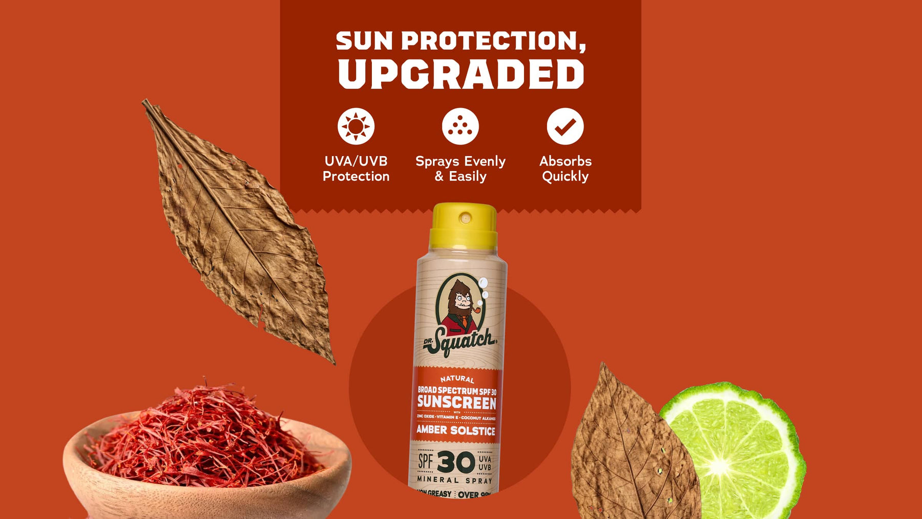 Spray Sunscreen | SPF 30 UVA/UVB Protection | Non-Greasy Mineral Sunscreen for Men F0