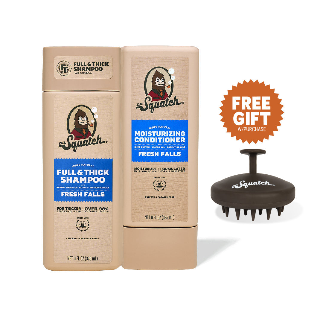 Hair Care Kit + Free Scalp Scrubber | Full & Thick Shampoo | Moisturizing Conditioner | Natural Products for Men U8