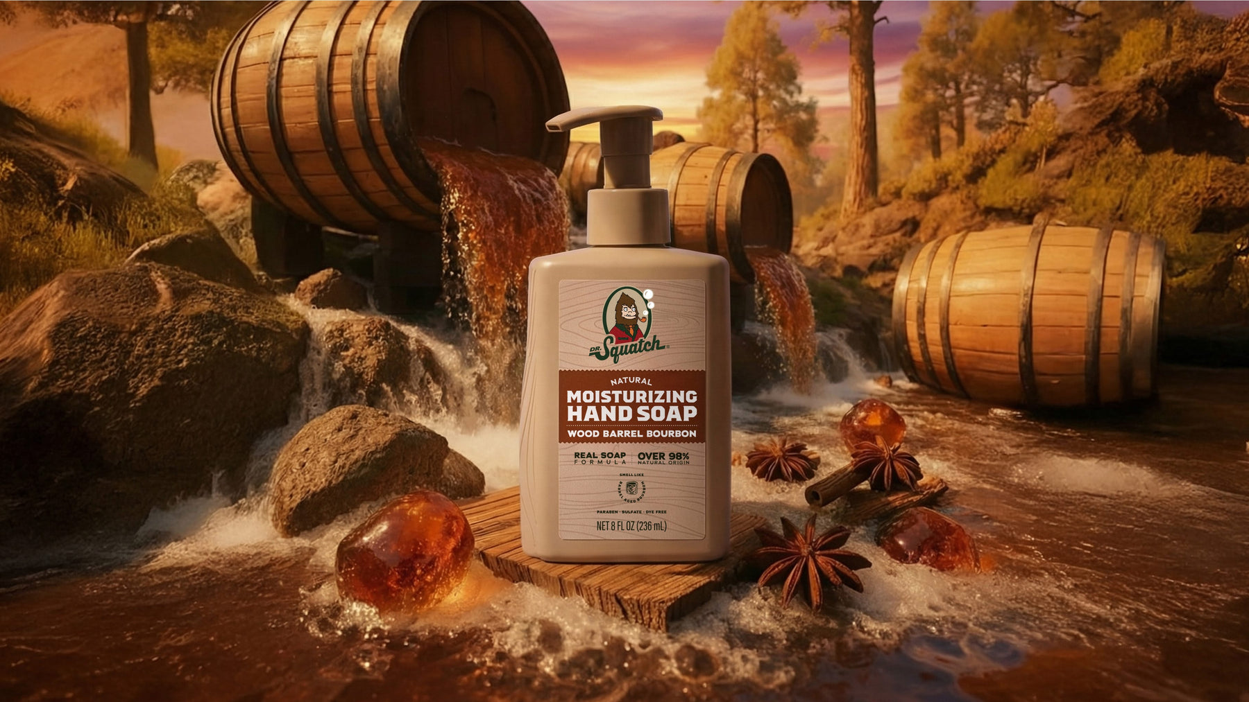 Wood Barrel Bourbon Hand Soap T8