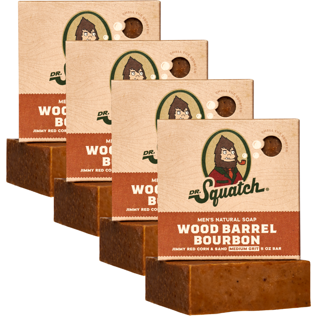 4-Pack Wood Barrel Bourbon Natural Bar Soap E3